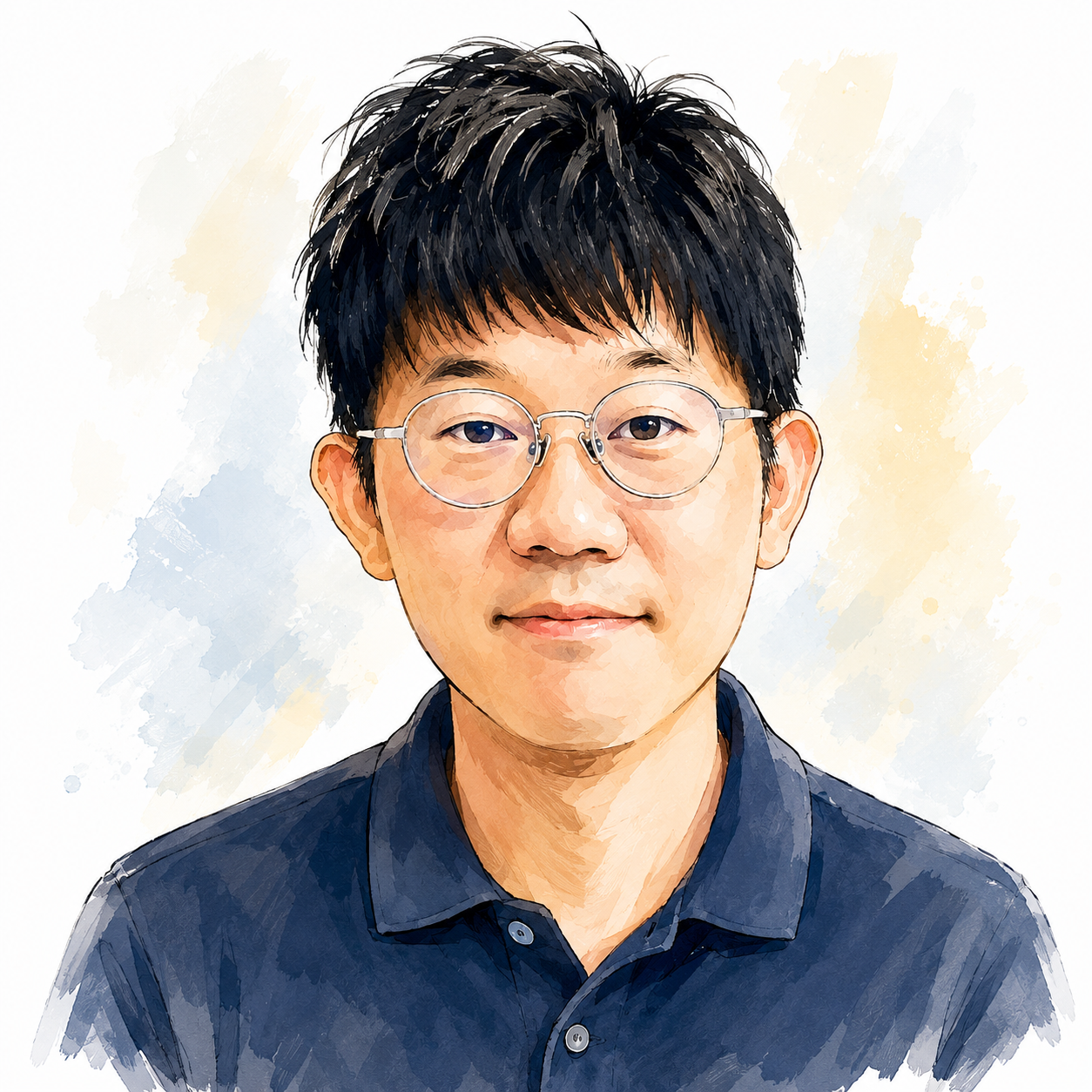 代表 奥田裕雄の似顔絵イラスト